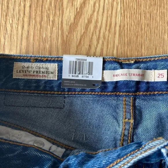 Levi's Ribcage Straight Ankle Jeans Blue 25x27 - Picture 5 of 12